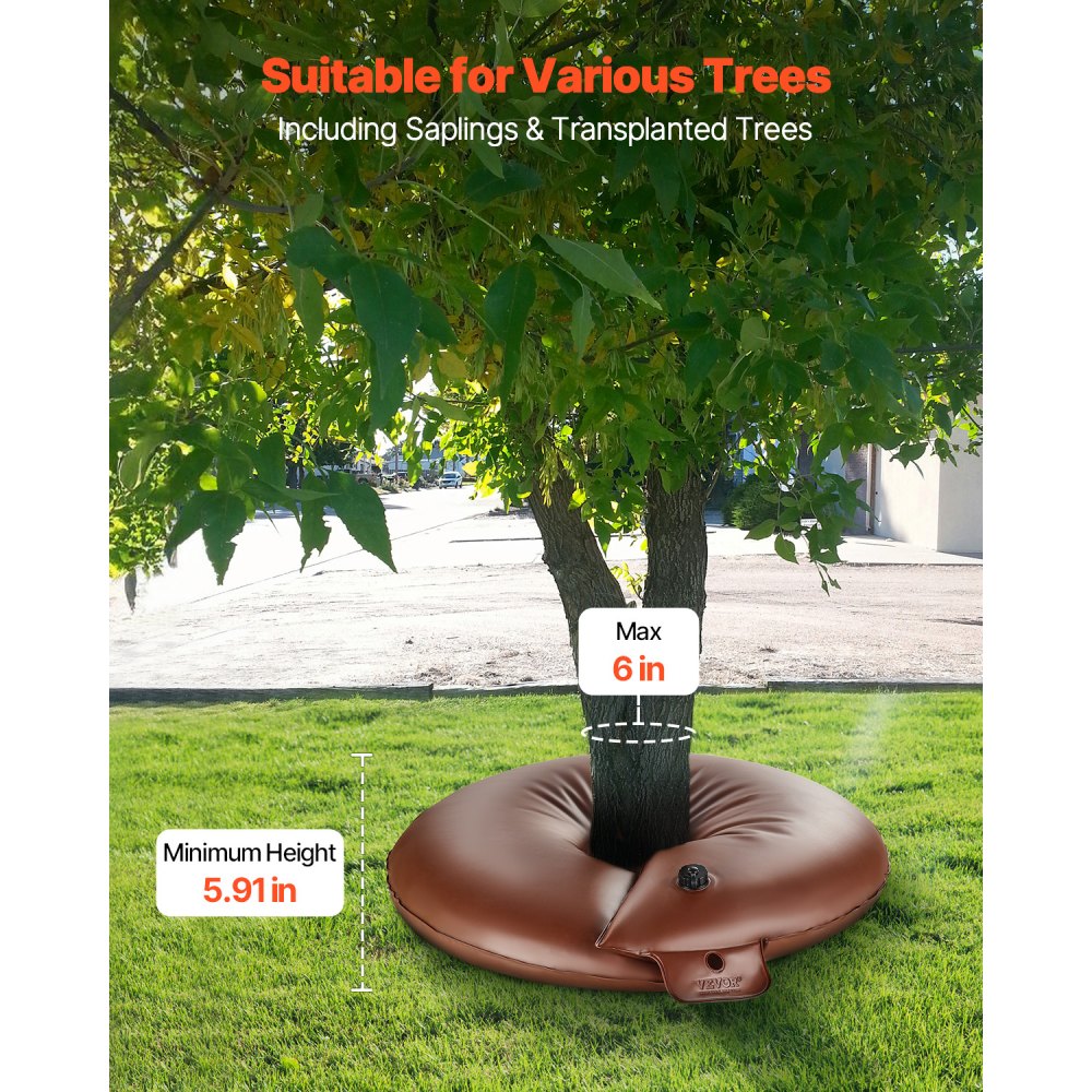 VEVOR Tree Watering Rings, 4 Pcs 60.6L Tree Watering Bags, 6-9 Hours Slow Release, Refillable Planting Water Bags, Water Saving, Heavy Duty Watering System for Shrub Tree Root Drip Irrigation