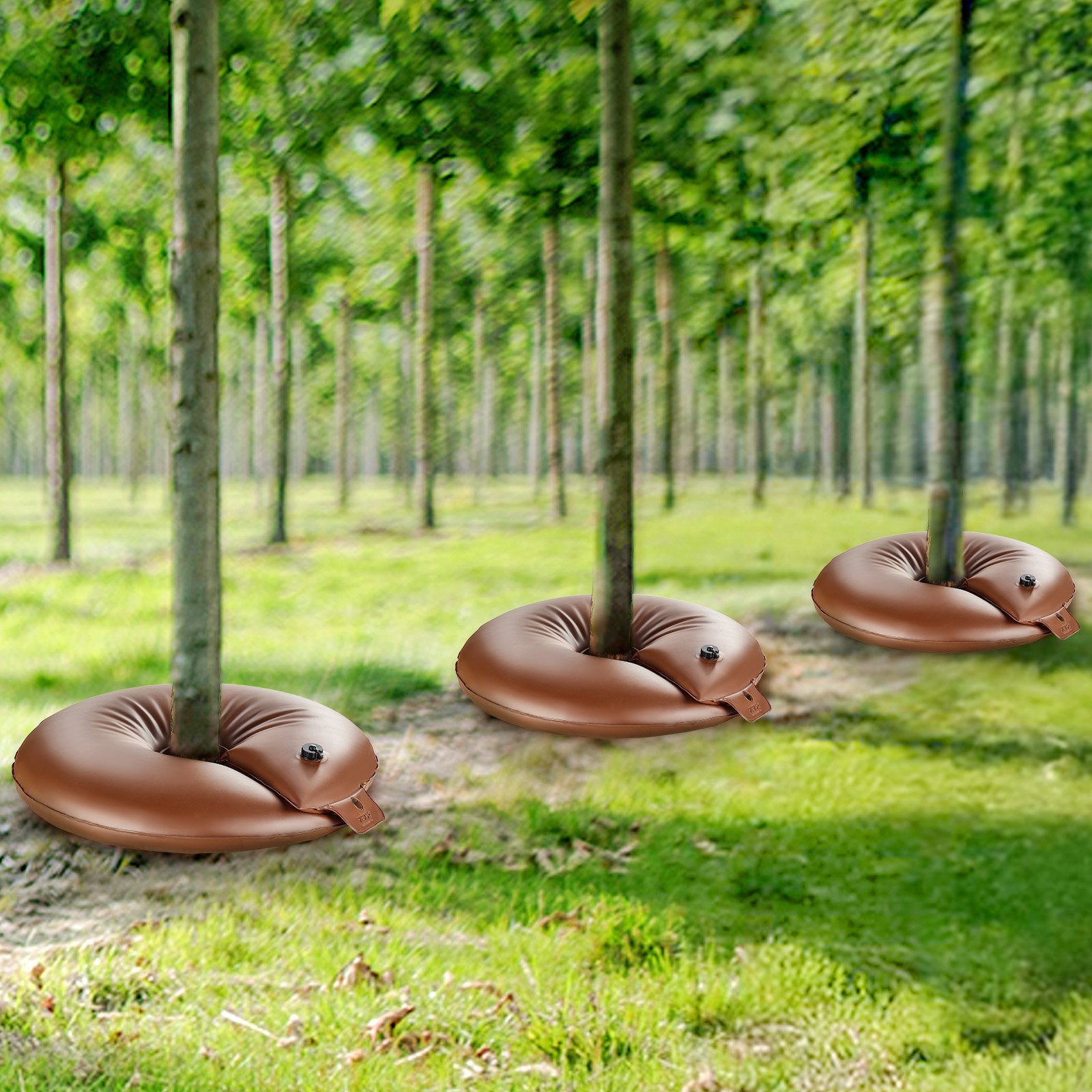 VEVOR Tree Watering Rings, 4 Pcs 16 Gallons Tree Watering Bags, 6-9 Hours Slow Release, Refillable Planting Water Bags, Water Saving, Heavy Duty Watering System for Shrub Tree Root Drip Irrigation