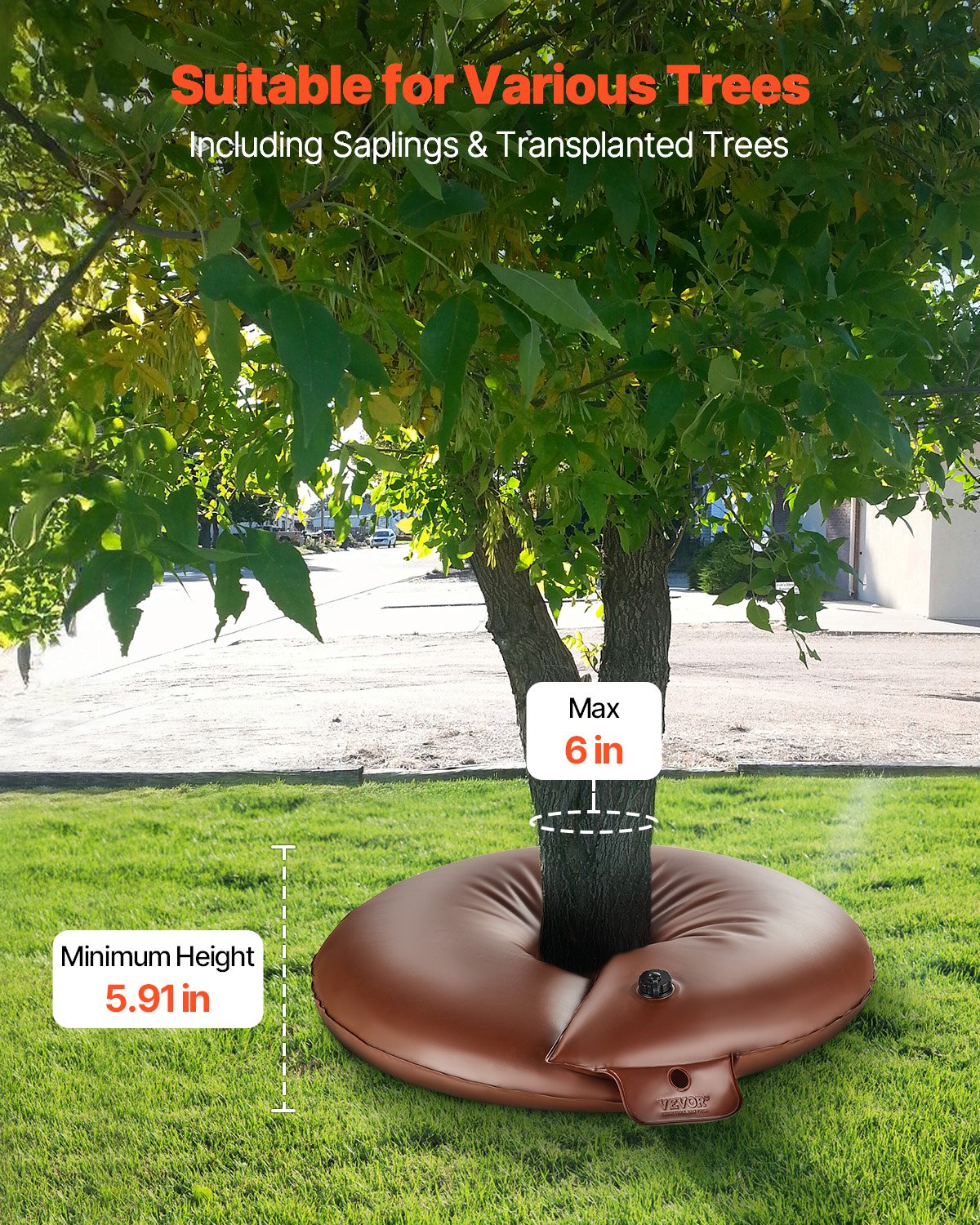 VEVOR Tree Watering Rings, 4 Pcs 60.6L Tree Watering Bags, 6-9 Hours Slow Release, Refillable Planting Water Bags, Water Saving, Heavy Duty Watering System for Shrub Tree Root Drip Irrigation