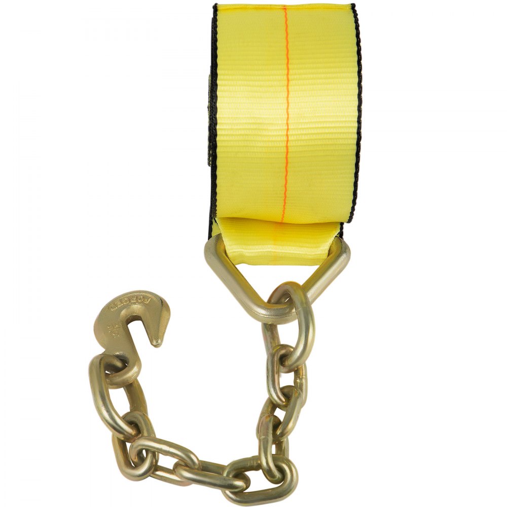 Correas de camión VEVOR, correas de cabrestante de 4 x 30 pies con ancla de cadena, amarres de cama plana de 15400 libras de capacidad de carga, control de carga de correa plana para camiones, remolques, granjas, rescates, protector de árboles, amarillo (paquete de 4)