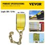 VEVOR Flatbed Straps Winch Tie Down Strap 4" x 30' 4 Pack w/ Chain Extension