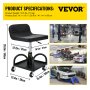VEVOR Rolling Garage Stool, 300LBS Capacity, Adjustable Height from 15.7 in to 20.5 in, Mechanic Seat with 360-degree Swivel Wheels and Tool Tray, for Workshop, Auto Repair Shop, Black