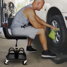 VEVOR Rolling Garage Stool 300LBS Adjustable Mechanic Work Shop Seat w/Casters
