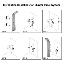 Panel sprchové věže VEVOR 5 v 1 Nerezový nástěnný sprchový panel Dešťové masážní trysky Vodopád Koupelnová sprchová věž (lesklá stříbrná)
