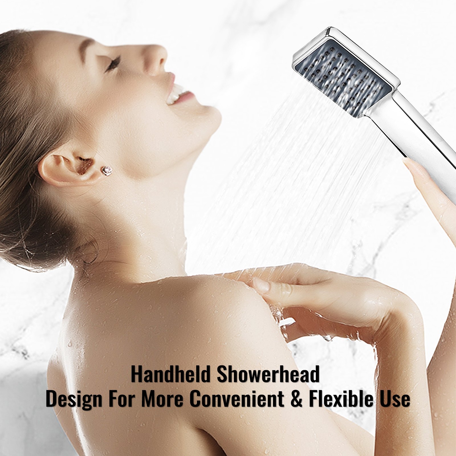 handheld showerhead with water spray, showcasing convenience and flexibility in use.