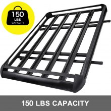 VEVOR Universal 64x40 Inch Roof Basket, Aluminum Roof Rack, Basket Roof Mounted Cargo Rack with Bars XL-B for Car Top Luggage Traveling SUV Holder (63"X 40" Roof Rack)