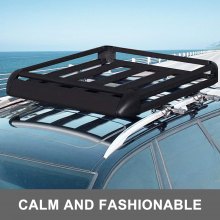VEVOR Universal 64x40 Inch Roof Basket, Aluminum Roof Rack, Basket Roof Mounted Cargo Rack with Bars XL-B for Car Top Luggage Traveling SUV Holder (63"X 40" Roof Rack)