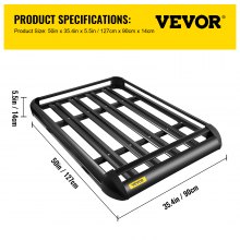 VEVOR Universal 64x40 Inch Roof Basket, Aluminum Roof Rack, Basket Roof Mounted Cargo Rack with Bars XL-B for Car Top Luggage Traveling SUV Holder (63"X 40" Roof Rack)