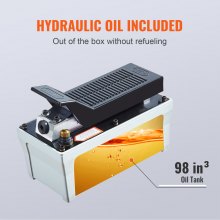 VEVOR Air Hydraulic Pump, 10,000 PSI 1/2 Gal Reservoir, NPT 3/8" Oil Outlet, NPT 1/4" Inlet, 6.6 ft Pipe, Foot Actuated Hydraulic Pump Air Treadle for Auto Body Frame Machines and Pulling Post, Gray