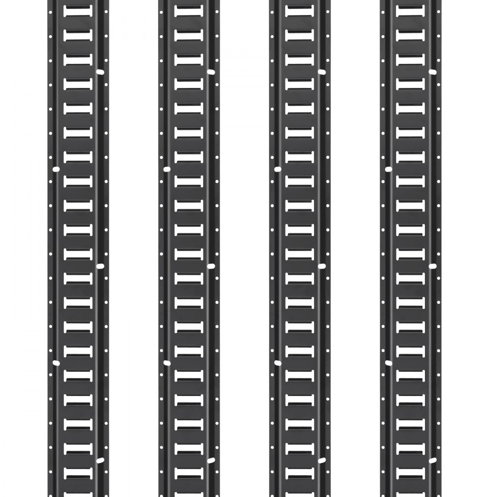 VEVOR E Track Tie-Down Rail Kit, 18PCS 5FT E-Tracks Set Includes 4 Steel Rails & 2 Single Slot & 6 O Rings & 4 Tie-Offs w/D-Ring & 2 Ratchet Straps, Securing Accessories for Cargo Motorcycles Bikes