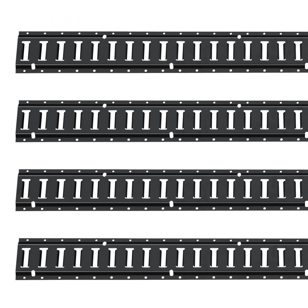 VEVOR E Track Tie-Down Rail Kit, 18PCS 5FT E-Tracks Set Includes 4 Steel Rails & 2 Single Slot & 6 O Rings & 4 Tie-Offs w/D-Ring & 2 Ratchet Straps, Securing Accessories for Cargo Motorcycles Bikes