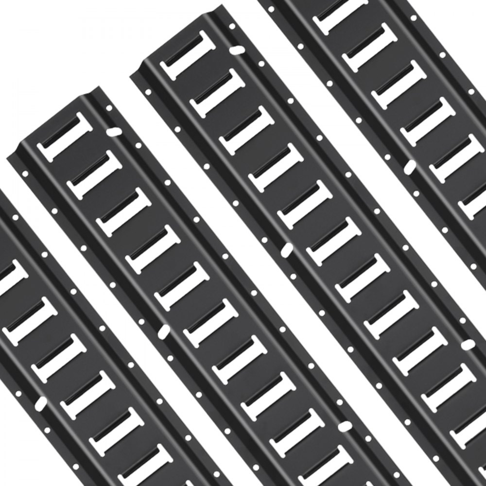 VEVOR E Track Tie-Down Rail Kit, 18PCS 5FT E-Tracks Set Includes 4 Steel Rails & 2 Single Slot & 6 O Rings & 4 Tie-Offs w/D-Ring & 2 Ratchet Straps, Securing Accessories for Cargo Motorcycles Bikes