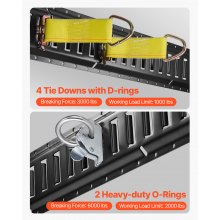 VEVOR E Track Tie-Down Rail Kit, 18PCS 152.4 cm E-Tracks Set Includes 4 Steel Rails & 2 Single Slot & 6 O Rings & 4 Tie-Offs w/ D-Ring & 2 Ratchet Straps, Securing Accessories for Cargo Motorcycles Bikes