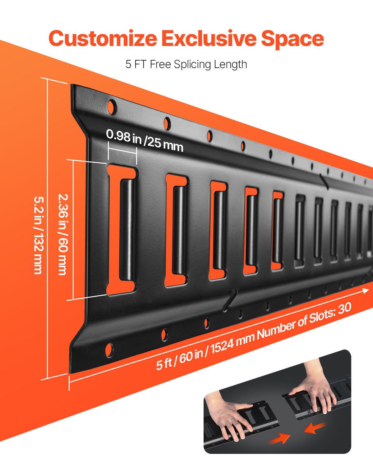 VEVOR E Track Tie-Down Rail Kit, 18PCS 5FT E-Tracks Set Includes 4 Steel Rails & 2 Single Slot & 6 O Rings & 4 Tie-Offs w/D-Ring & 2 Ratchet Straps, Securing Accessories for Cargo Motorcycles Bikes