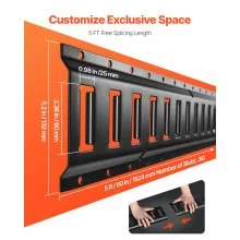 VEVOR E Track Tie-Down Rail Kit, 30PCS 152.4 cm E-Tracks Set Includes 4 Steel Rails & 2 Single Slot & 8 O Rings & 8 Tie-Offs w/ D-Ring & 8 End Caps, Securing Accessories for Cargo, Motorcycles, and Bikes