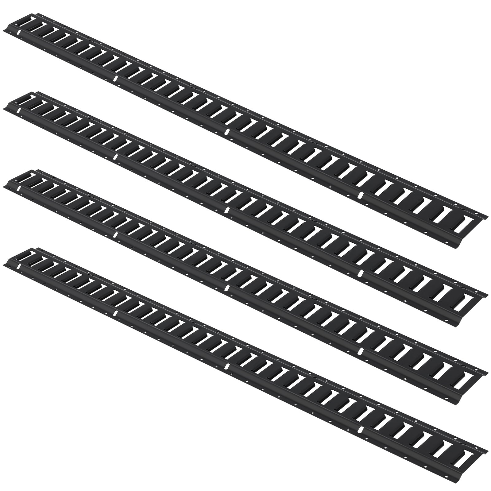 VEVOR E Track Tie-Down Rail Kit, 30PCS 152.4 cm E-Tracks Set Includes 4 Steel Rails & 2 Single Slot & 8 O Rings & 8 Tie-Offs w/ D-Ring & 8 End Caps, Securing Accessories for Cargo, Motorcycles, and Bikes