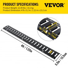 VEVOR E-Track Tie-Down Rail, 4PCS 4-FT Steel Rails w/Standard 1"x2.5" Slots, Compatible with O and D Rings & Tie-Offs and Ratchet Straps & Hooked Chains, for Cargo and Heavy Equipment Securing