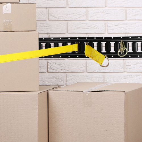 VEVOR E-Track Tie-Down Rail, 6PCS 5-FT Steel Rails w/ Standard 1"x2.5" Slots, Compatible with O and D Rings & Tie-Offs and Ratchet Straps & Hooked Chains, for Cargo and Heavy Equipment Securing