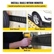 VEVOR E-Track Tie-Down Rail, 6PCS 5-FT Steel Rails w/Standard 1"x2.5" Slots, Compatible with O and D Rings & Tie-Offs and Ratchet Straps & Hooked Chains, for Cargo and Heavy Equipment Securing