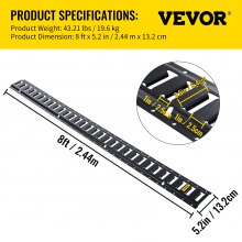 Upínacia koľajnička VEVOR E-Track, 4ks 8-FT oceľové koľajničky so štandardnými 1" x 2,5" štrbinami, kompatibilné s O a D krúžkami a viazacími a račňovými popruhmi a hákovými reťazami, na zabezpečenie nákladu a ťažkého vybavenia