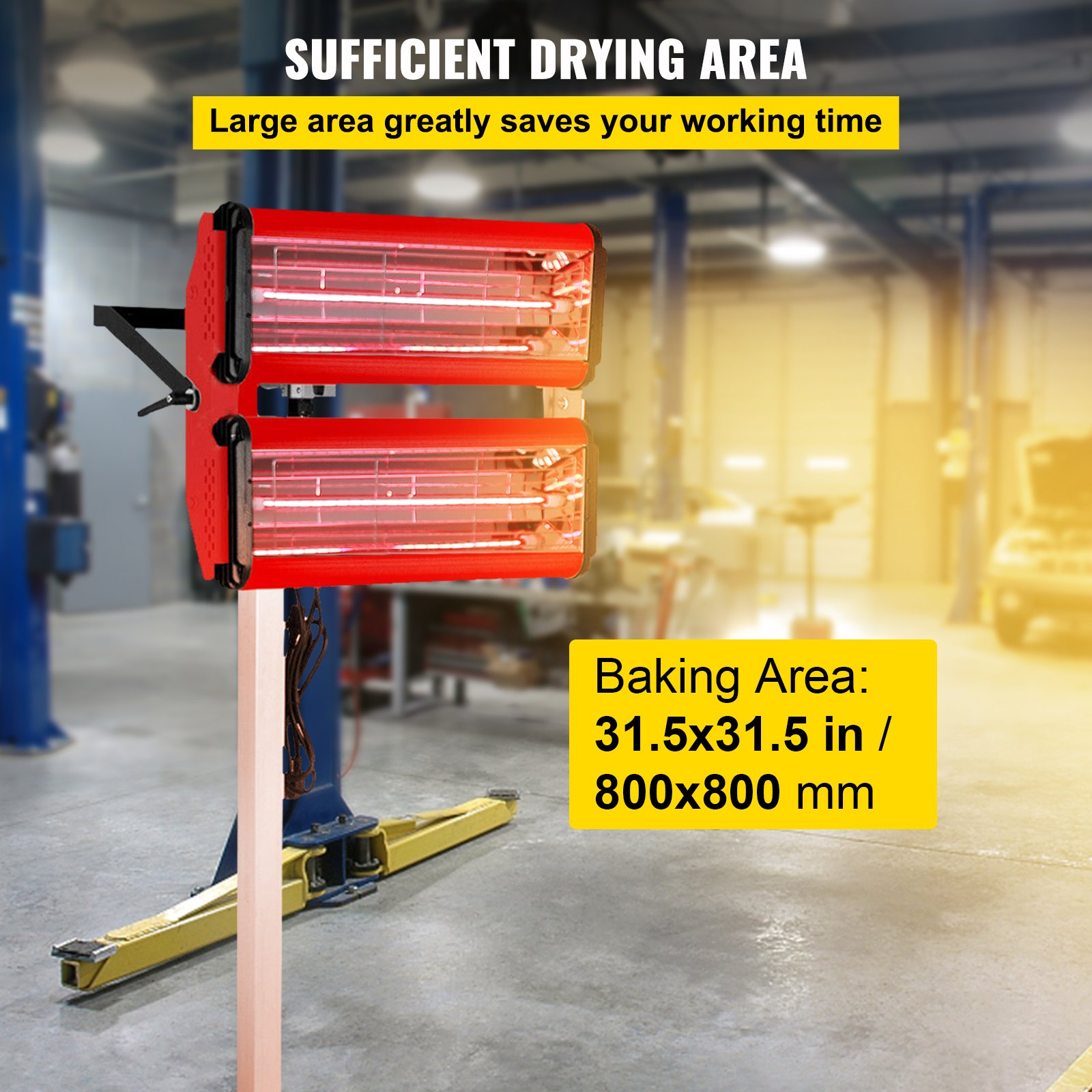 VEVOR 2000W Baking Infrared Paint Curing Lamp Short Wave Infrared Heater Car Bodywork Repair Paint Dryer/Stand
