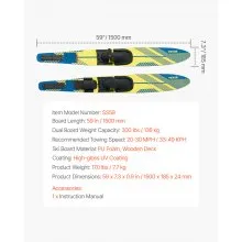 VEVOR 59-inch Water Skis Combo Adults Water Skis with X-7 Adjustable Bindings