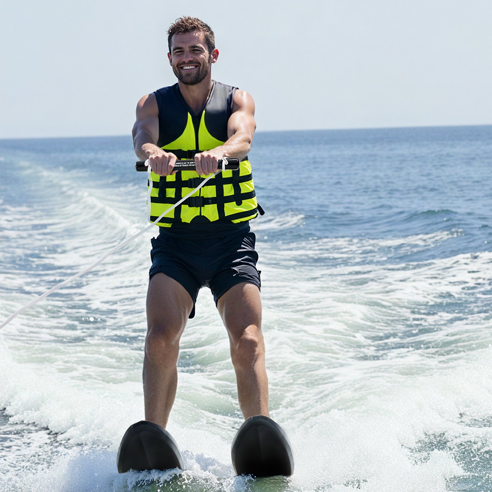 VEVOR Water Skis 170.2 cm / 67 inch, Water Ski with X-9 Adjustable Horseshoe Bindings & Padded Rear Toe Plate, High-gloss UV Coating Waterskis Combo for Adults Up to 136 kg