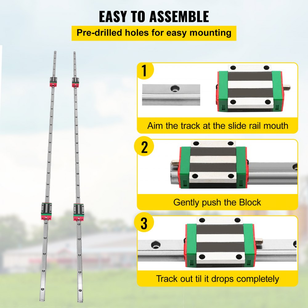 VEVOR linear rail hsr15 assembly guide with pre-drilled mounting holes.