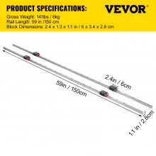 VEVOR Linear Rail HSR15-1500mm 2pcs Linear Guideway Rail 4X Square Type Carriage Bearing Blocks?Linear Rail Support for 15mm Slotted Bearings