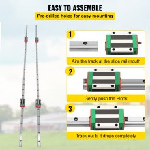 VEVOR 2 x HSR 15-1500 mm Linear Guideway Rail with 4Pcs Pillow Block Carriage Bearing Block for 15 mm Slotted Block Square Block Linear Rail Routers CNC Set