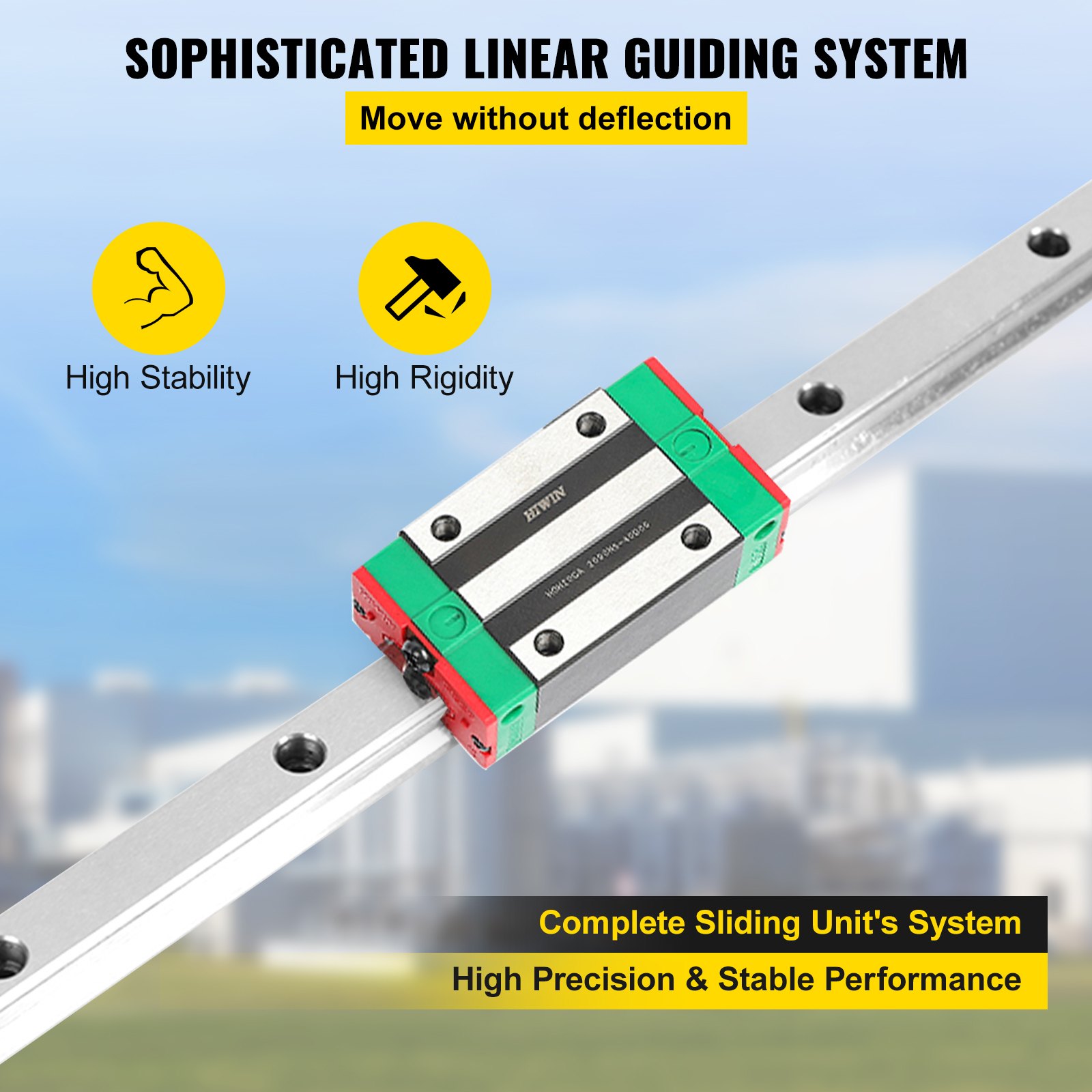VEVOR linear rail hsr15 showcasing high stability and rigidity for precision guiding systems.