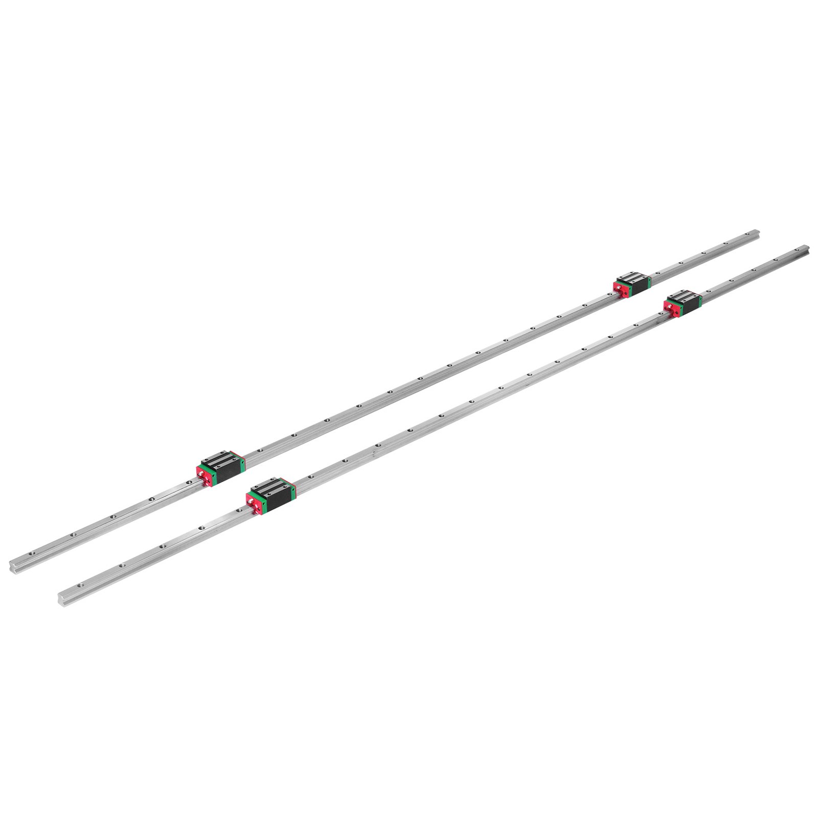 steel VEVOR linear rail hsr15 with four bearing blocks.