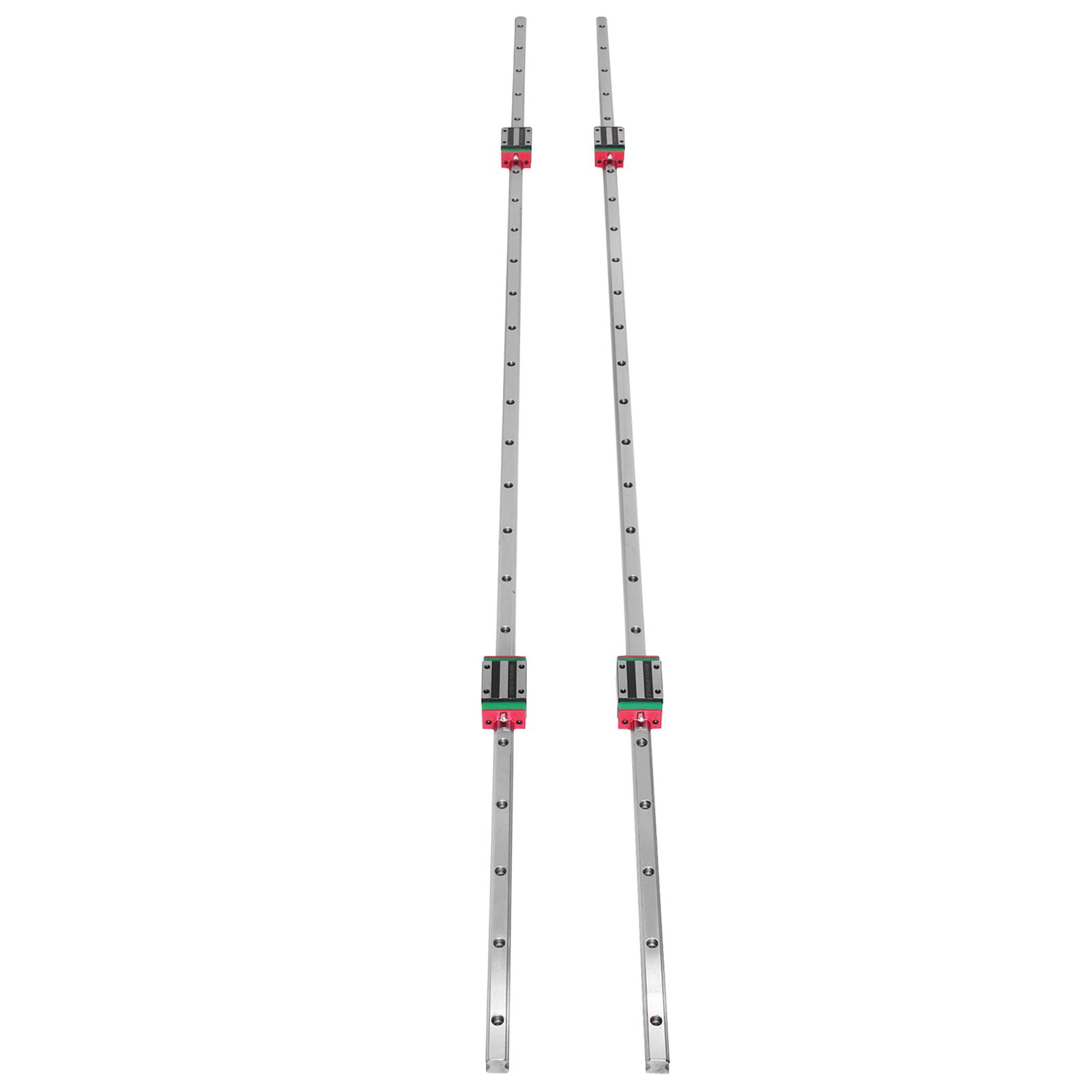 two VEVOR linear rail hsr15 units with red bearings on long rails.