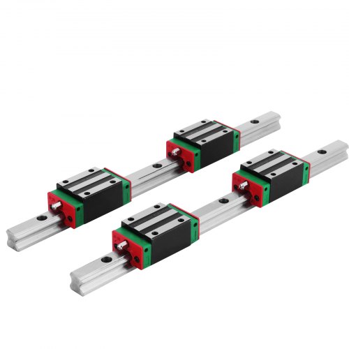 VEVOR Linear Rail 15-300mm 2X Linear Guideway Rail 4X Square Type Carriage Bearing Block Linear Rail Support for 15mm Slotted Bearings