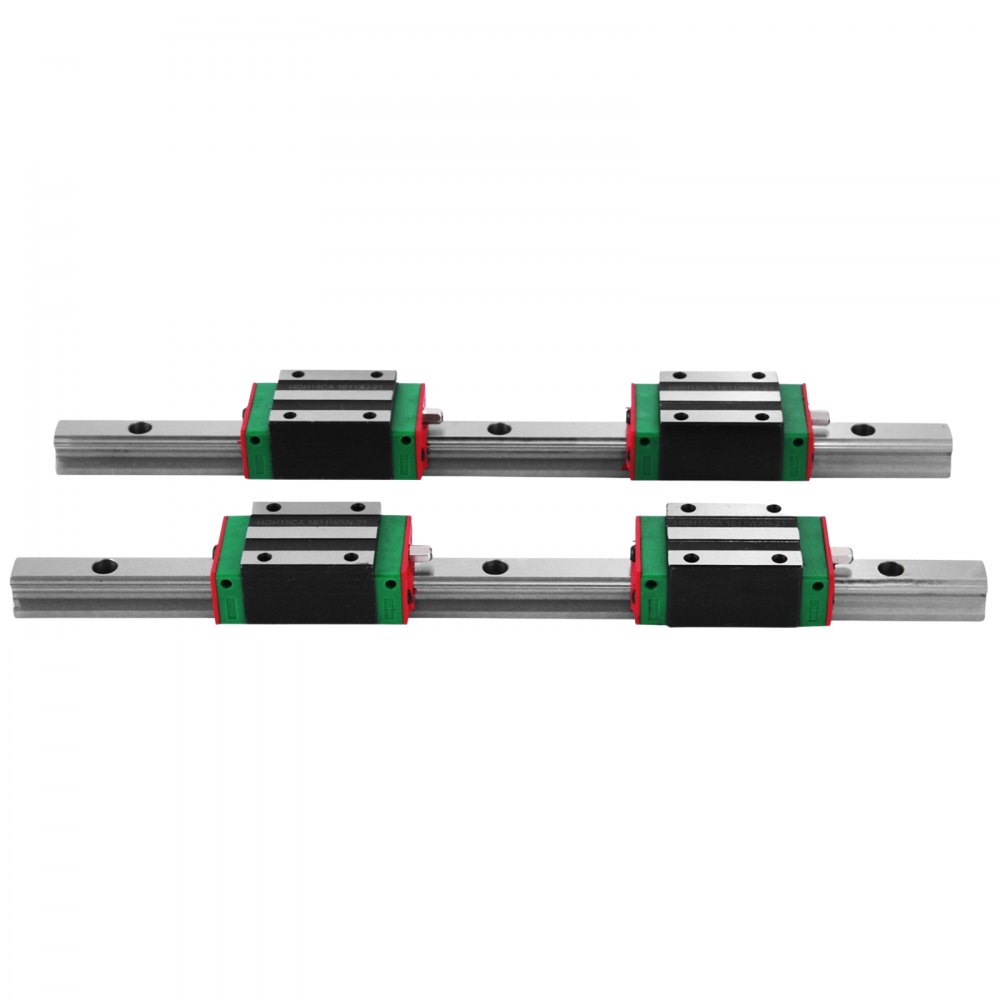 VEVOR Linear Rail 15-300mm 2X Linear Guideway Rail 4X Square Type Carriage Bearing Block Linear Rail Support for 15mm Slotted Bearings