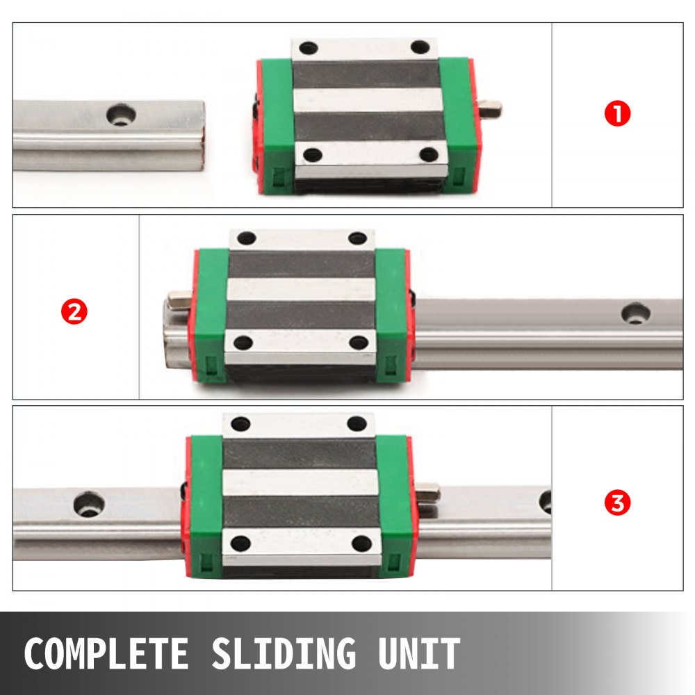 VEVOR Linear Rail 2Pcs 15-300mm Linear Guideway Rail + 4X Square Block CNC Set Bearing Smooth Motion High Rigidity Lathes