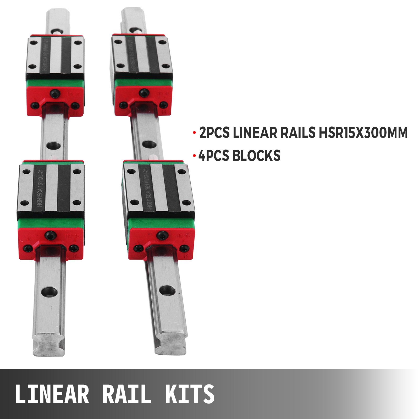 VEVOR Linear Rail 2Pcs 15-300mm Linear Guideway Rail + 4X Square Block CNC Set Bearing Smooth Motion High Rigidity Lathes