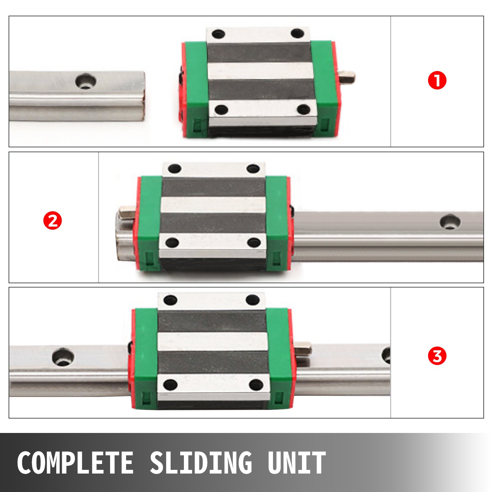 VEVOR Linear Rail 2Pcs 15-300mm Linear Guideway Rail + 4X Square Block CNC Set Bearing Smooth Motion High Rigidity Lathes