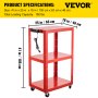VEVOR Steel AV Cart, 26-41" Height Adjustable Media Cart with Electric Power Cord, 25" x 18" Presentation Cart with 3 Shelves, 150 LBS Rolling Projector Cart with 2 Brakes Suitable for Load-Bearing