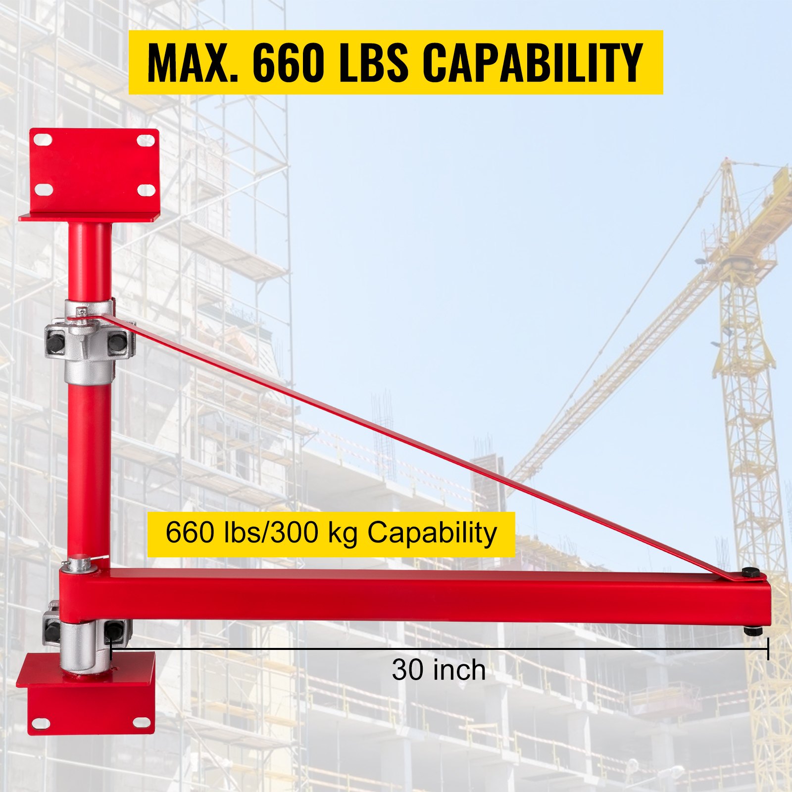 VEVOR Scaffold Electric Hoist Swing Arm 600/300kg, Pivoting Hoist Boom - 600Kg Lifting Winch Rotating Swinging Swivel Arm New 180°