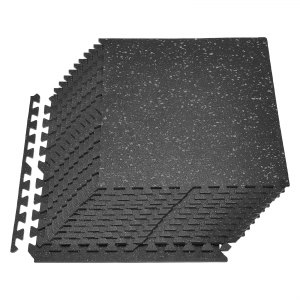 VEVOR Puzzle Exercise Mat, 24 PCS Fitness Equipment Mats, 24 x 24 x 0.4 in, High-Density EVA Foam Mats Set, Interlocking Rubber Soft Tiles, Protective Floor Padding with Gray Dots for Home Gym Office