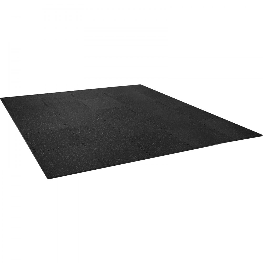 VEVOR 25 PCS 12.70 mm Thick Gym Floor Mats, 60.96 x 60.96 cm EVA Foam & Rubber Top Interlocking Workout Floor Mats with 9.29 m² Coverage, Waterproof Exercise Puzzle Flooring for Gym, Home, Garage, Basement