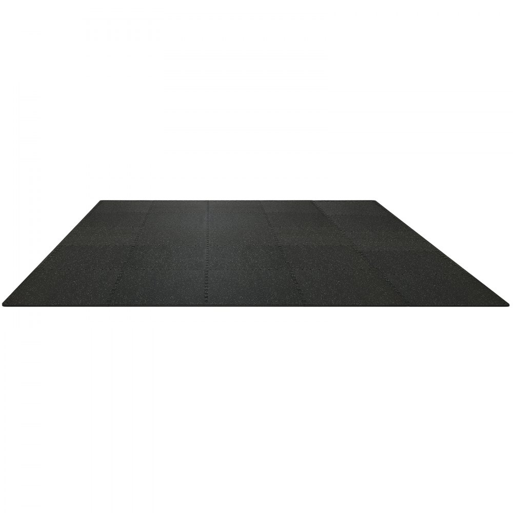 VEVOR 25 PCS 12.70 mm Thick Gym Floor Mats, 60.96 x 60.96 cm EVA Foam & Rubber Top Interlocking Workout Floor Mats with 9.29 m² Coverage, Waterproof Exercise Puzzle Flooring for Gym, Home, Garage, Basement