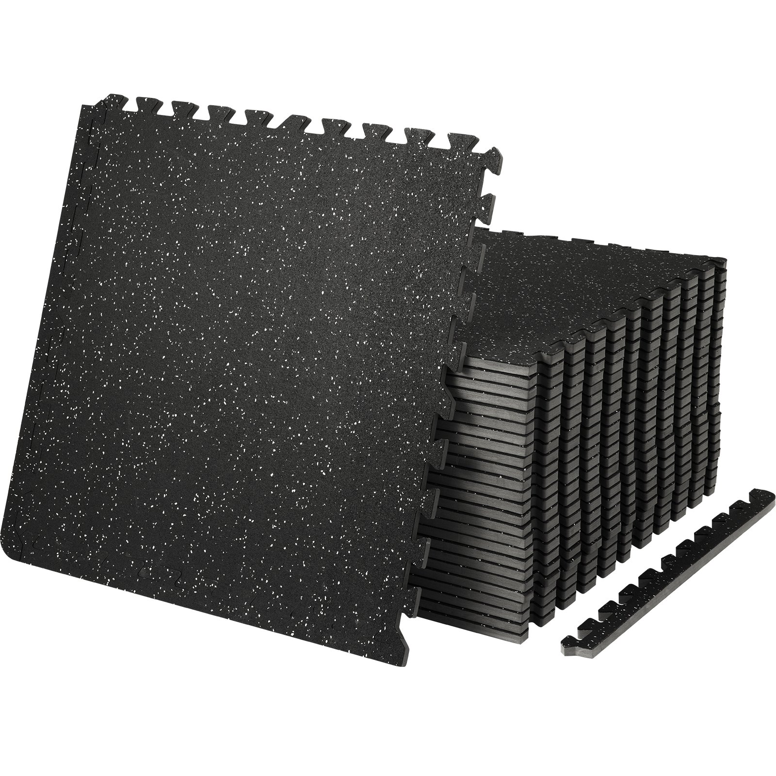 VEVOR 25 PCS 12.70 mm Thick Gym Floor Mats, 60.96 x 60.96 cm EVA Foam & Rubber Top Interlocking Workout Floor Mats with 9.29 m² Coverage, Waterproof Exercise Puzzle Flooring for Gym, Home, Garage, Basement