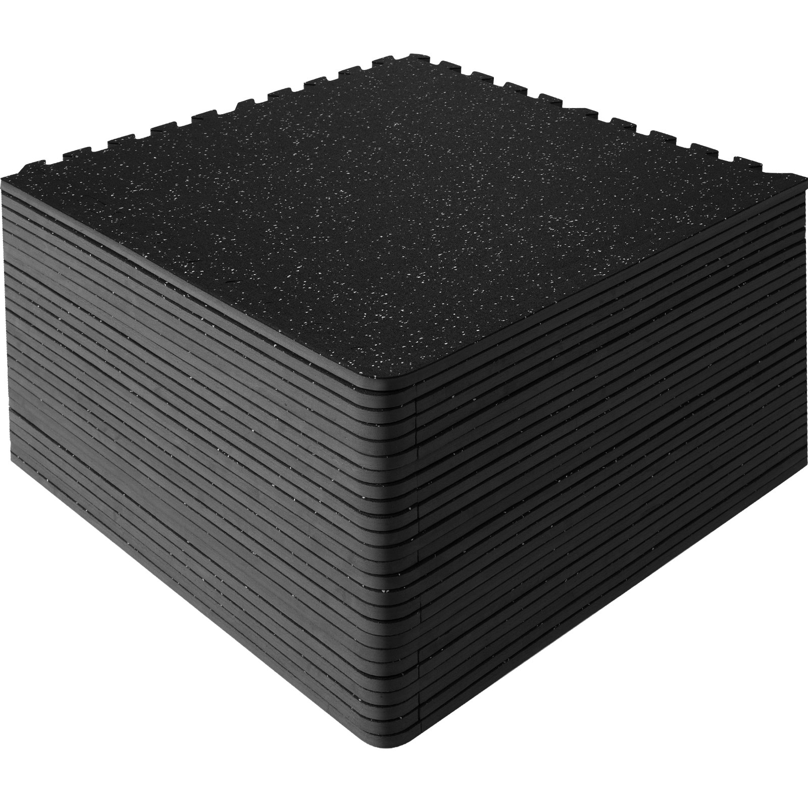 VEVOR 25 PCS 12.70 mm Thick Gym Floor Mats, 60.96 x 60.96 cm EVA Foam & Rubber Top Interlocking Workout Floor Mats with 9.29 m² Coverage, Waterproof Exercise Puzzle Flooring for Gym, Home, Garage, Basement