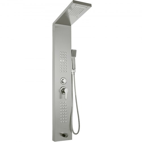 VEVOR 5 in 1 Shower Tower Panel fashion Stainless Steel with shower screen Bathroom electric shower (Silver Matte)