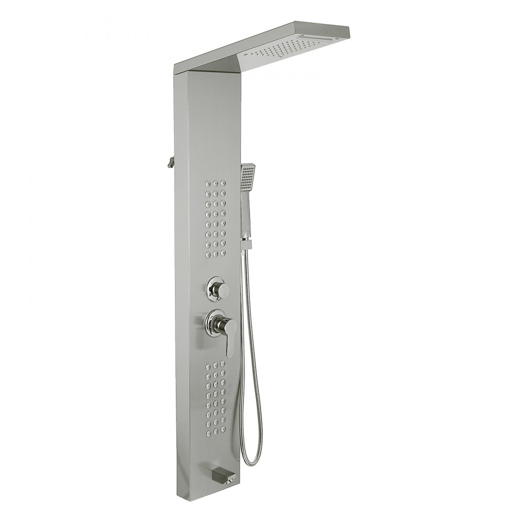 VEVOR 5 in 1 Shower Tower Panel fashion Stainless Steel with shower screen Bathroom electric shower (Silver Matte)