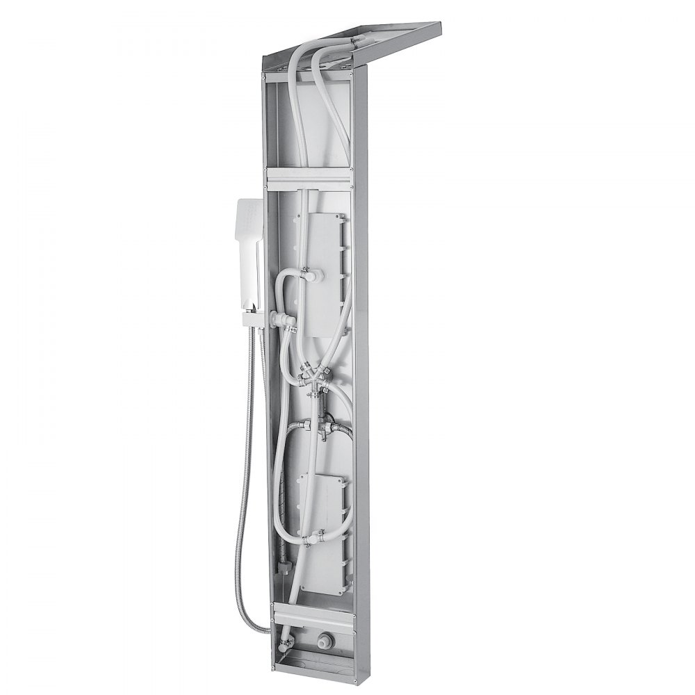 VEVOR 5 in 1 Shower Tower Panel fashion Stainless Steel with shower screen Bathroom electric shower (Silver Matte)