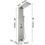 VEVOR Panel de ducha 5 en 1 Sistema de torre Panel de ducha multifunción de acero inoxidable plateado cepillado con caño Lluvia Cascada Chorros de masaje Caño para bañera Ducha de mano para el hogar Hotel Resort Tipo dividido