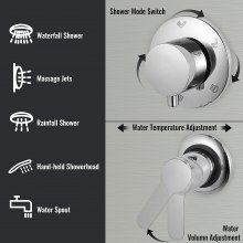 5 in1 Stainless Steel Shower Panel System Water Faucet Sprayer Silver